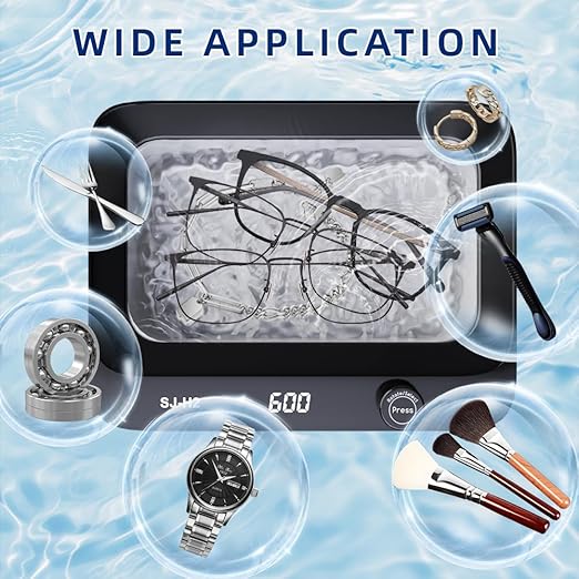 Ultrasonic Cleaner,Ultrasonic Jewelry Cleaner 45kHz Dental Retainer Cleaner for Jewelry,Rings,Eyeglasses,Watch Strap,Denture Cleaning Machine with 6 Time Modes,304 Stainless Steel,30oz