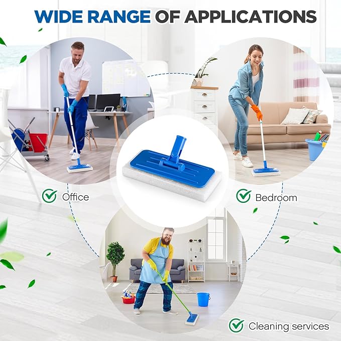 Maxdot 24 Pcs Scrub Pad Holder Threaded Swivel Floor Pad Holder with Pads, Heavy-Duty Joint Scouring, Versatile for Commercial Cleaning, Blue 9 x 3.75 Inch