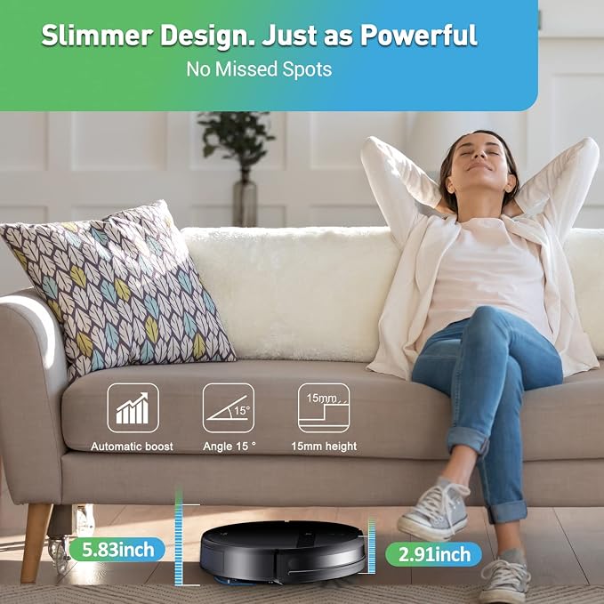 Kilgone Robot Vacuum and Mop Combo, App/Alexa Control, Smart Robot Vacuum Cleaner, Ultra-Thin, Automatic Recharge Robotic Vacuum Cleaner for Pet Hair/Carpet/Hard Floor