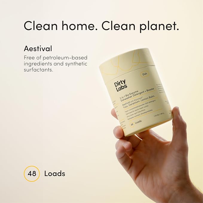 Dirty Labs | Dishwasher Detergent & Booster 2-Pack Sampler | Aestival + Free & Clear | 96 Loads | Ultra Clean, Spot Free, Quick Wash Optimized | Hyper Concentrated