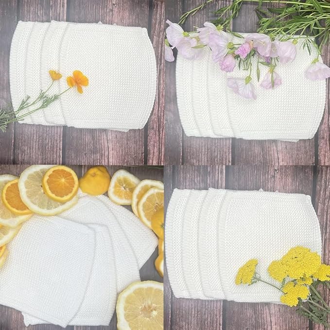Toockies Vintage Knit Dish Cloth -100% Organic Cotton Set of 4, Natural