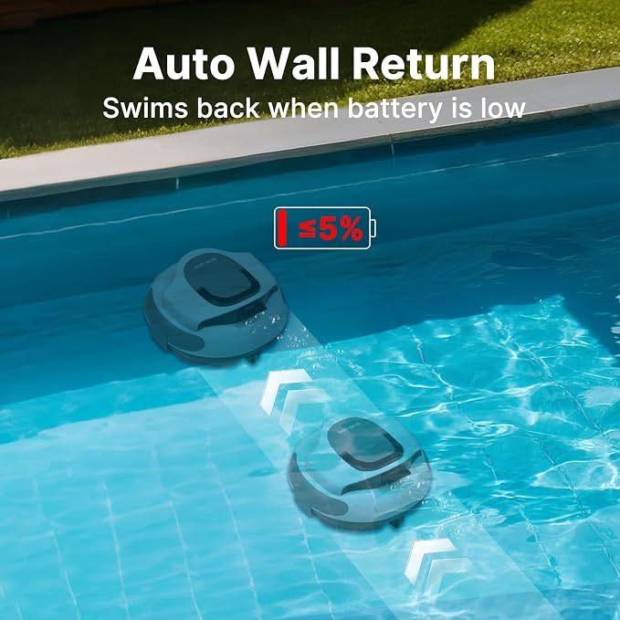 AquaGuard SE III Cordless Robotic Pool Cleaner Pool Vacuum Self-Parking for Pool up to 1000 Sq.Ft Above Ground Pool Vacuum, Dual 30W Motors, 100min Runtime,Ideal for Above-Ground Pools (White)