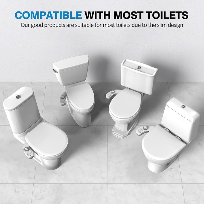 Non-Electric Bidet Attachment for Toilet, Ultra Slim Hot & Cold Water Bidet with Self-Cleaning Nozzle, Adjustable Water Pressure, Warm Water Feminine & Rear Wash (Requires Hot Water Line)