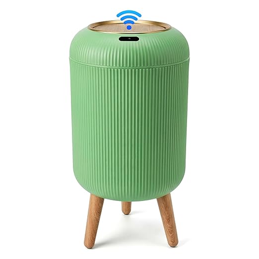 Pukomc Smart Sensor Wastebasket, Convenient and Hygienic Easy to Use, Technology Sensor Waterproof Wastebasket Plastic Trash can for Kitchen, Bathroom, Bedroom, Living Room, Office and Outdoor Green