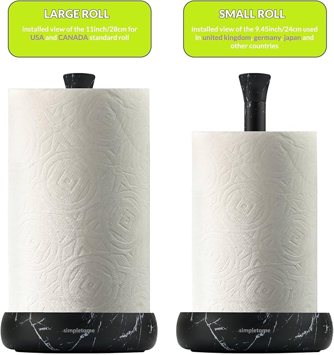 simpletome Heavy Duty Paper Towel Holder Countertop Prevent Kitchen Paper from Unraveling (Marble Black)