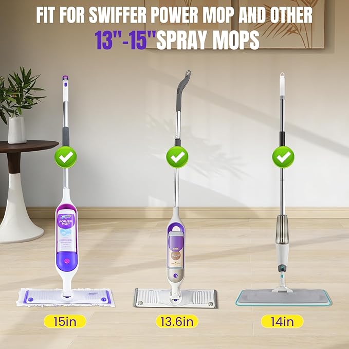 60 Pcs Power Mop Pads for Swiffer PowerMop 500+ Strips Multi-Surface Refill Pad Disposable Spray Mopping Pads Head Refills for Floor Cleaning (Quick-Absorb, No Residue & Disposable)