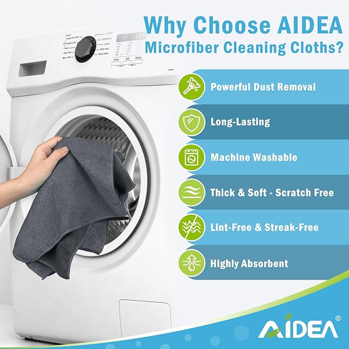 AIDEA Microfiber Cleaning Cloth-50PK, Sponges Kitchen, 24 Pack Heavy Duty Dish Sponge