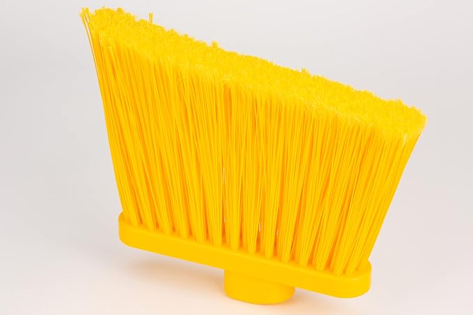 SPARTA 41082EC04 Plastic Color Coded Broom, Flagged Bristles, Long Broom With Angled Head For Large Debris, 56 Inches, Yellow, (Pack of 12)