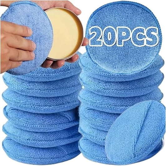 Car Detailing Applicator Pads Car Care Waxing Polish Sponges Soft Microfiber Round Pocket Foam Sponges Car Cleaning Tools(Blue 20pcs)