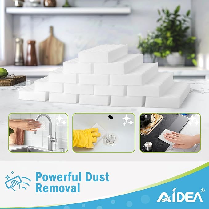 AIDEA Magic Sponges Cleaning Eraser, and Heavy Duty Scrub Sponge，Cleaning Scrub Sponge, Stink-Free Sponge