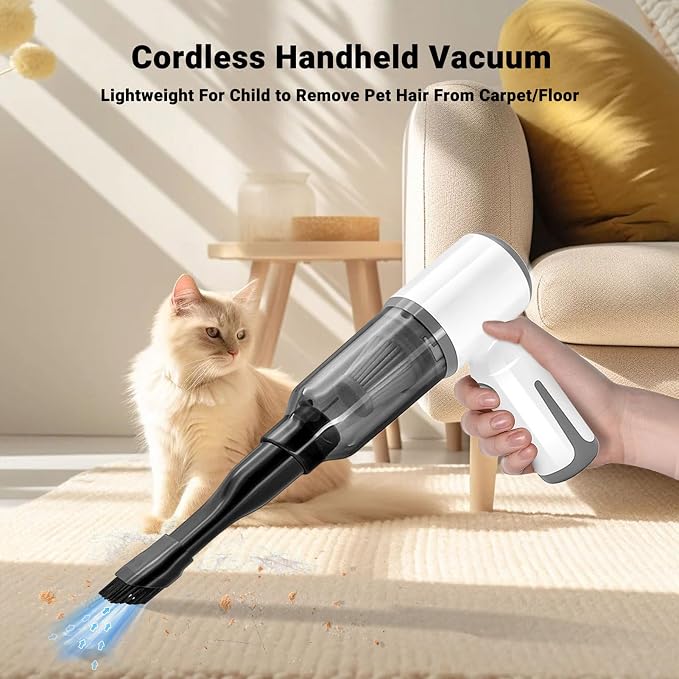 3-in-1 Handheld Vacuum 6500Pa | Vacuum+Blow+Inflate | 4 Nozzles | for Car/Keyboard/Pet Hair/Crevice | Type-C Fast Charge White