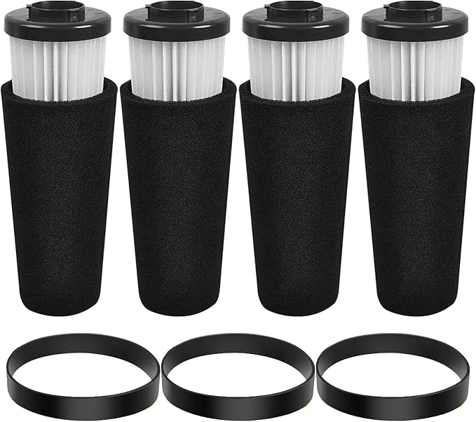 4 Pack F112 Filter Replacement & 3 Pack Style 5 Belt Compatible with Dirt Devil UD70161, UD70167, UD70181, UD70185 Power Max Upright Vacuum