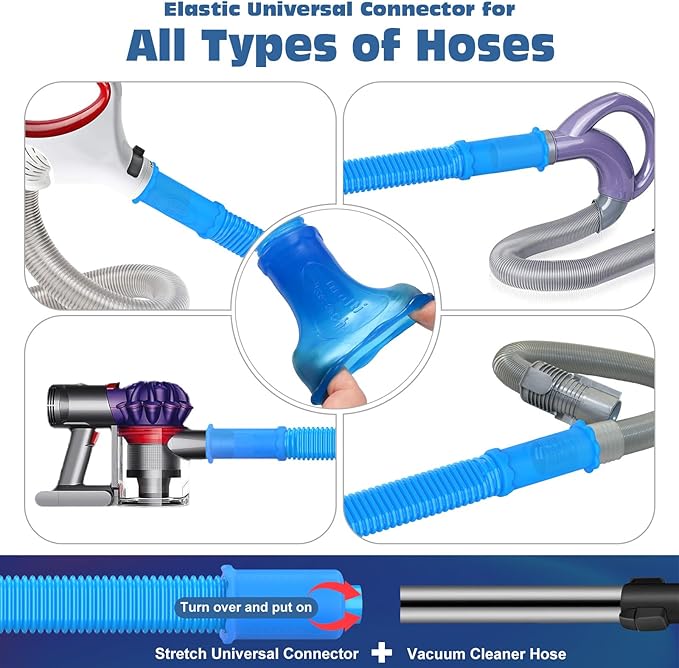 PetOde Dryer Vent Cleaner Kit Compatible with Most Vacuum Cleaner, Dryer Lint Brush and Vacuum Hose Attachment with Universal Connector, Quickly Lint Remover