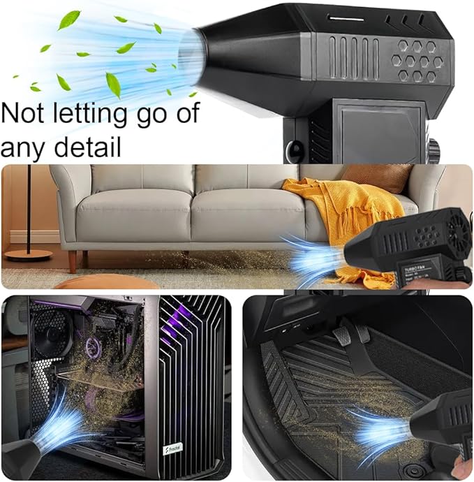 Portable Mini Violent Fan, Turbo Fan with 4000mAh Battery, Compressed Air Duster, Stepless Speed Regulation, Dual Outlet, Strong Magnetic Adsorption, 130,000 RPM Brushless Motor