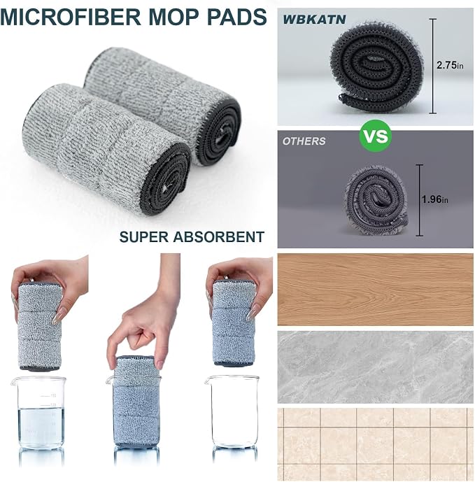 16 Inch Dual-Bucket Spin Mop Set, ， Hands-Free Wringing System，360° Rotating Flat Mop with Separate Clean & Dirty Water, Aluminum Alloy Head & 8 Microfiber Pads