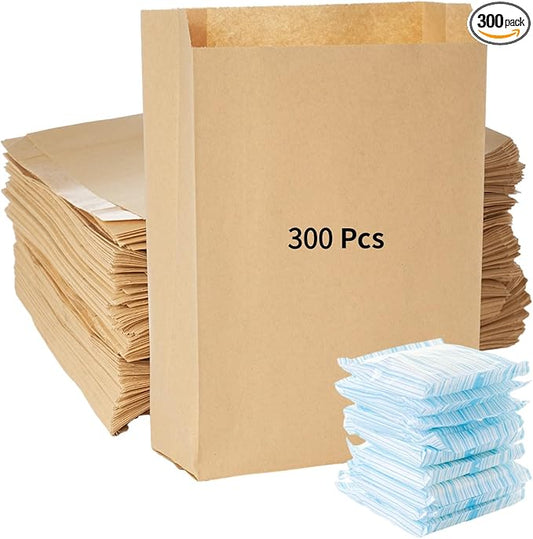 300 Pcs Feminine Hygiene Disposal Bags - 7 X 11 Inch Sanitary Napkin Disposal Bags, Tampon Bags Disposal for Bathroom, Waxed Kraft Hygiene Liner Bags, Business Restroom Personal Dispensers Bags