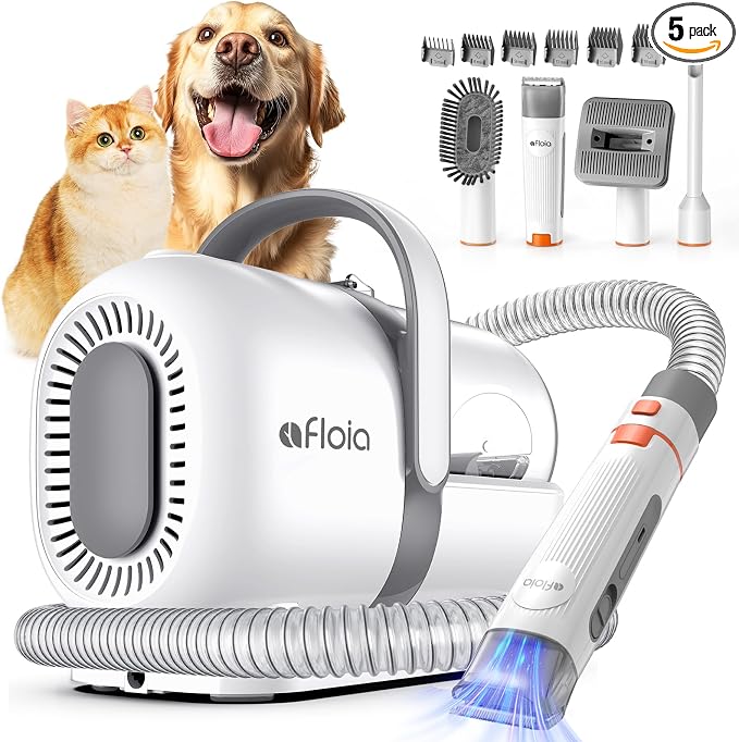 Dog Grooming Vacuum Kit, All-in-One Pet Grooming Vacuum with Pet Clippers, Low Noise Dog Hair Vacuums with 1.5L Dust Cup, Dogs deshedding Vacuums Brush for Dogs Cats