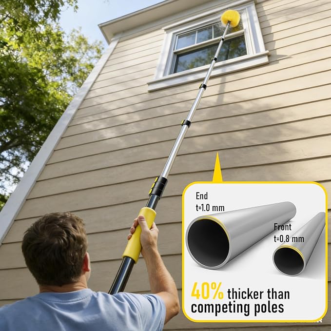 34 Foot High Ceiling Duster Kits with 7-28ft Heavy Duty Extension Pole, High Reach Duster for Cleaning,Microfiber Feather Duster,Cobweb Duster,Ceiling Fan Duster,Window Squeegee & Cleaner