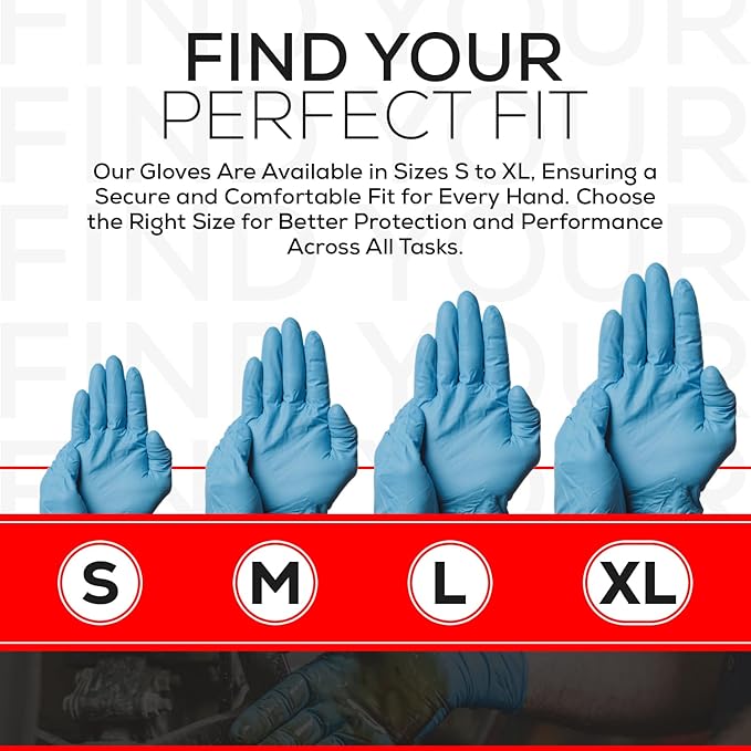 First Glove Nitrile 8 Mil Bucket Fully Textured Blue Gloves - Heavy Duty Gloves for Industrial & Automotive Work 500ct