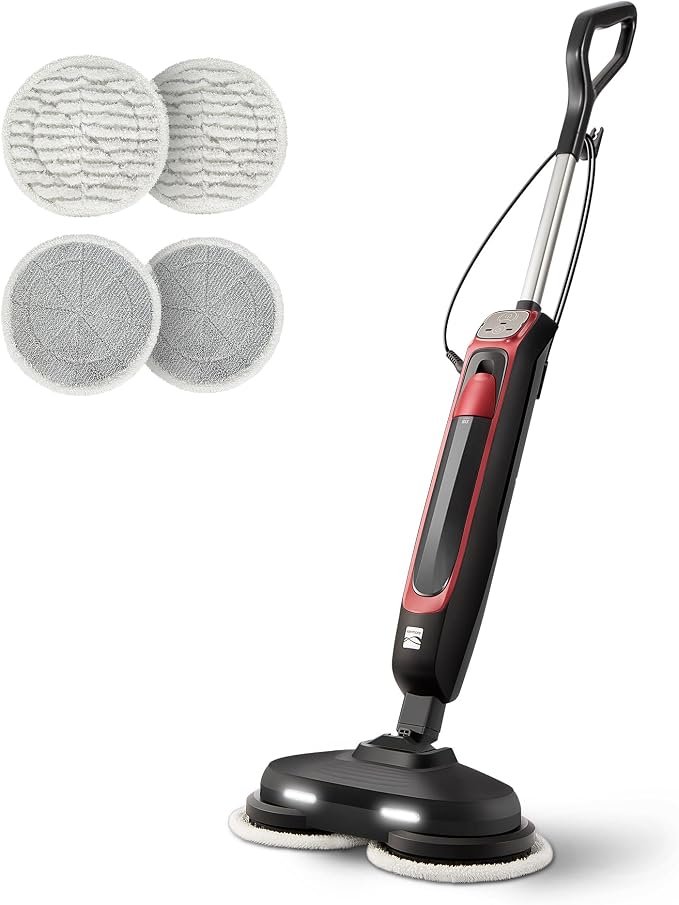 Kenmore SM2070 S300 Series Steam Spin Mop for Scrubbing and Sanitizing | 2 Modes, XL Water Tank, Swivel Steering, LED Headlights, Powerful Corded Steam Cleaner for Floor Cleaning, Hardwood and Tile