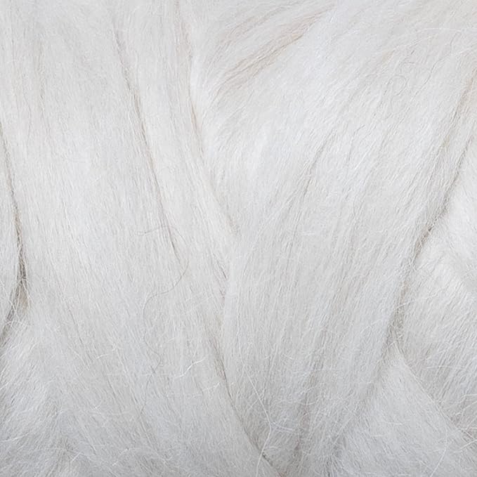 Llama Wool roving (Similar to Alpaca), 1 lb. Best for Needle Felting, handcrafts and Spinning. Silky Natural Colours, un-Dyed. (White LFX, 1lb)