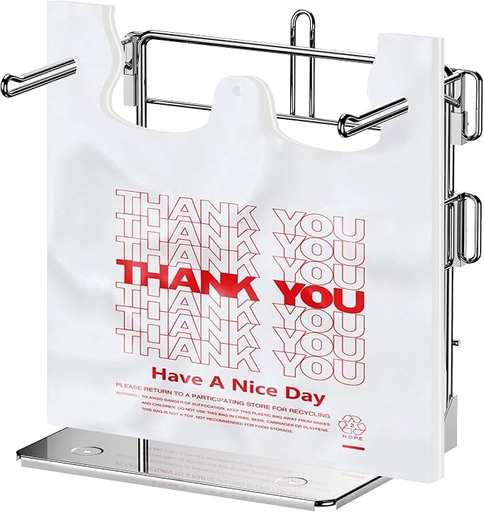 Grocery Bag Holder - Plastic bag Organizer, Detachable Metal Shopping Bag Holder for Grocery Store & Business, Kitchen, Garage