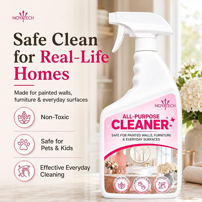 NOYATECH All Purpose Cleaning Spray – Non-Toxic, Pet & Kid Safe, Multi-Surface Cleaner for Walls, Furniture, Counters, Bedrooms & Everyday Surfaces. Safe cleaner for Painted or Finished Surfaces.