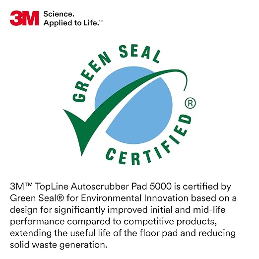3M TopLine Autoscrubber Pad 5000, Green, 18 in