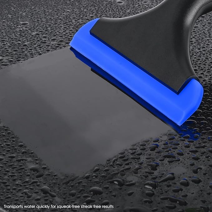 EHDIS 2PCS Double Edge Blade Small Rubber Squeegee 5-inch Handy Window Shower Squeegee Auto Water Blade for Car Windshield, Window, Mirror, Glass Door, Ice Snow Removal