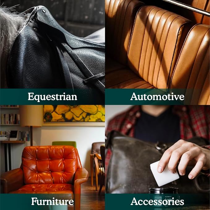 Clyde's™ Leather Company Leather Recoloring Balm – Color Restore & Scratch Repair Kit for Faded Leather Furniture, Car Seats, Sofa & Vinyl | 23 Colors | Non-Toxic Dye