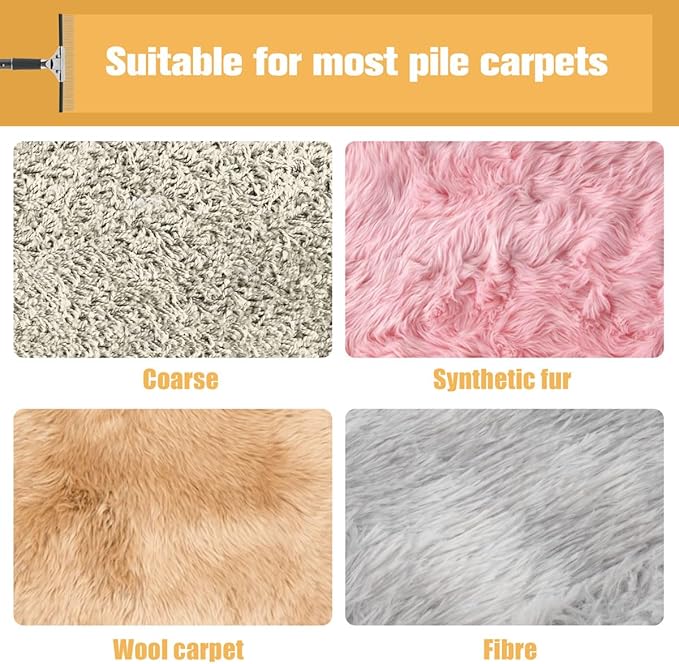 Big Carpet Rake with Long Handle, Making Carpets Fluffy Again, Clean Hair, Let Carpet Restore Softness(Iron, Black and Silver)