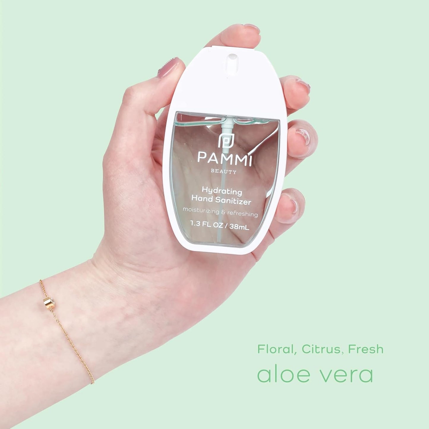 PAMMI Power Mist Hydrating Hand Sanitizer Spray, Portable Travel Size Pocket Hand Sanitizer, Scented Handsanitizer Mini Spray For Car - 600 Sprays (2 Packs (Aloevera, Guava))