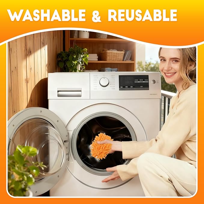 6Pcs Reusable Duster Refill Compatible with Swiffer Hand Duster +1 Handle, 360 Heavy Duty Duster Refills for Cleaning, Office, Ceiling Fan (6PCS+1Handle)