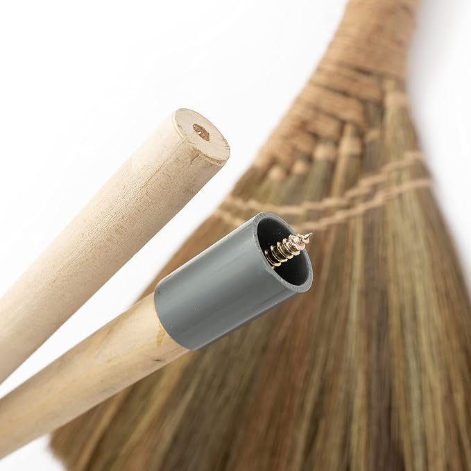 BMart Home Natural Whisk Broom – Vietnamese Straw Soft Broom for Indoor-Outdoor Cleaning, Yard, Sofa, Car Hood, Decoration, 54.72-Inch Long (Natural Handle)