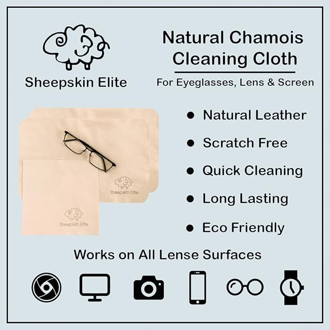 Natural Chamois Leather Eyeglass Cleaning Cloth Camera Lens Cleaning Cloths Screen Cleaning Cloth Glasses Cleaning Cloth Tablets Chamois Cleaning Cloths for Eyeglasses (3 Packs, 2 Large, 1 Small)