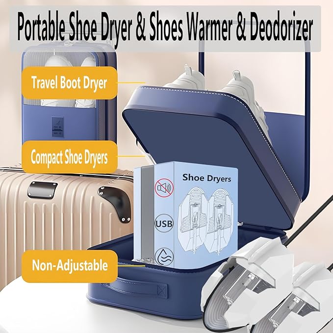 Shoe Dryers for Work Boots Portable Shoe Warmers & Dryer Boot Dryer for Smelly Shoes, Portable USB Powered Moisture & Odor Eliminator for Boots, Sneakers, Soccer Cleats, Travel-Ready Footwear Care