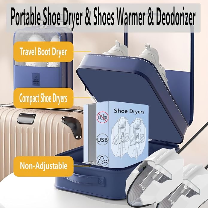 Shoe Dryer and Deodorizer, Boot Warmer & Mute Mode Heating Moisture Remover, Portable Boot Dryer, Fast Drying for Smelly Shoes, Gym Shoes, Athletic Footwear(US Sizes 5-14) Travel Reduce Odors Solution