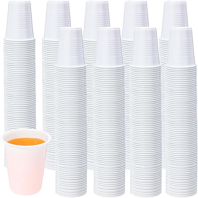 Eaasty 1000 Pcs White Plastic Cups Bulk 5 Oz/150 ml White Disposable Plastic Drinking Cups Disposable Drinking Tumblers Bulk for Tasting, Birthday Parties, Picnic, BBQ, Wedding