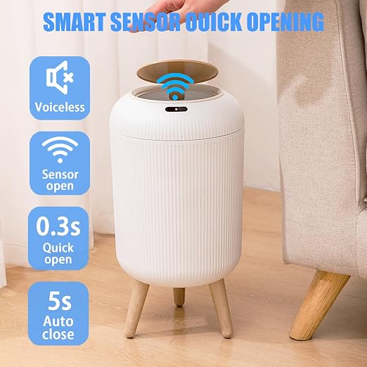 URALFA 3 Gallon White and 2.8 Gallon Dark Gray Motion Sensor Trash Can