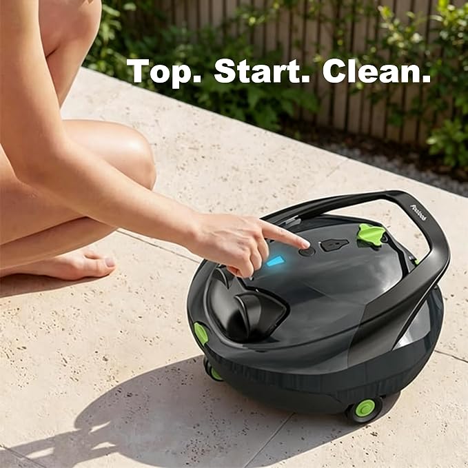 Pooloob PF1 Pro Pool Robot Vacuum with Floating Buoy & Tether, for Daily Clean Pool Maintenance Cleaner, Not for Initial or Deep Cleaning, Floor Only Cleaning for All Flat-Floor Above/In Ground Pools