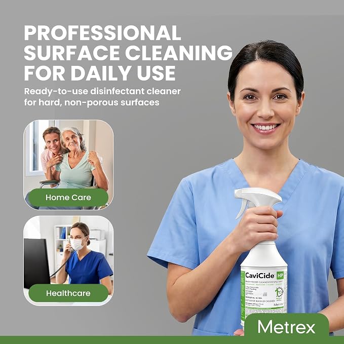 Metrex CaviCide HP Hydrogen Peroxide Disinfectant Spray – Kills Norovirus, MRSA, TB & Flu in 1 Minute – EPA-Registered Hospital-Grade for Medical, Dental & Salon – 24 fl oz, 12- Pack (Case)