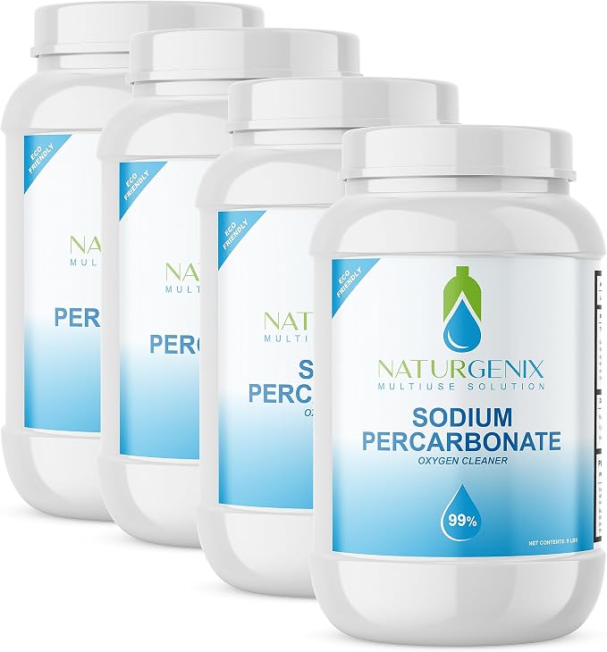 Sodium Percarbonate Powder 99% Purity - Oxygen Bleach, Hydrogen Peroxide Release Cleaner for Laundry, Dishwasher, Deodorizing & Stain Removal, Multi-Surface Use, Color-Safe (36 lbs)