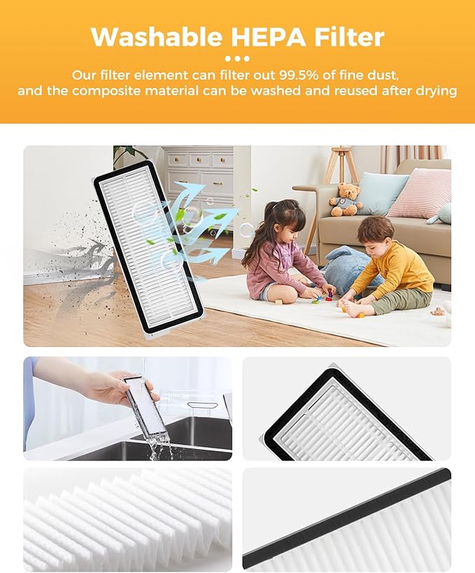 Yivy 29PCS QV35A Accessories for Roborock QV 35A/Qrevo S Pro/QV 35S/QR 598/QR 798 Robot Vacuum,QV 35A Replacement :2 Main Brushes 6 Dust Bags 4 HEPA Filters 6 Side Brushes 8 Mop Pads