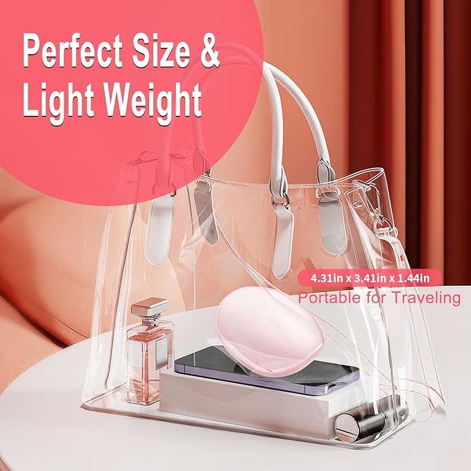 Contact Lens Cleaner, Portable Ultrasonic Contact Lens Cleaning Machine with USB Charger, LED Timer Display & 5 Contacts Solution Cases Kit for Soft Hard Colored RGP Lenses (Pink)