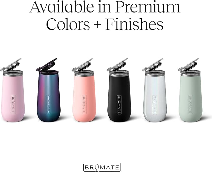 BrüMate Champagne Flute 12oz with Flip-Top Lid to Hold in Carbonation | Insulated Stainless Steel for Ice Cold Champagne | BPA-Free (Dark Aura)