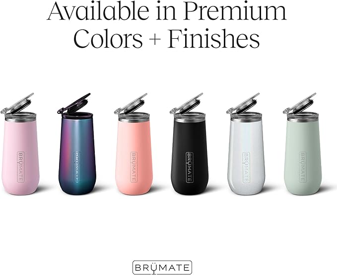 BrüMate Champagne Flute 12oz with Flip-Top Lid to Hold in Carbonation | Insulated Stainless Steel for Ice Cold Champagne | BPA-Free (Guava)