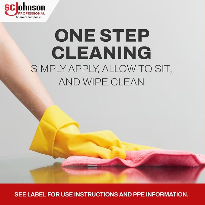 SC Johnson Professional Quaternary Disinfectant Cleaner, Soft Surface Sanitizer, 32 fl. oz. Squeeze and Pour Bottle, 6 Count, for Professional Use Only
