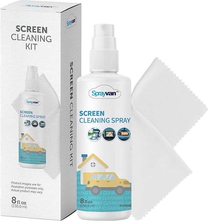 Screen Cleaner Spray -8oz Streak-Free TV Screen Cleaner Spray and Microfiber Cloth kit, Computer Screen Cleaner & Car Screen Cleaner for Flat Screen, LCD,Laptop,Electronic Devices and Car (1)