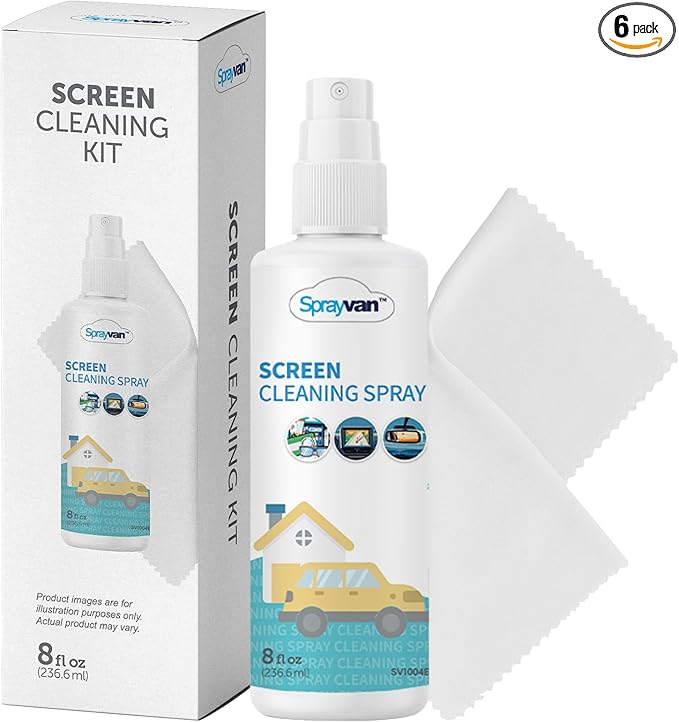 Screen Cleaner Spray -8oz Streak-Free TV Screen Cleaner Spray and Microfiber Cloth kit, Computer Screen Cleaner & Car Screen Cleaner for Flat Screen, TV,LCD,Laptop,Electronic Devices and Car