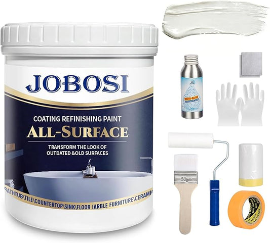 Waterbased Tile Paint and Tile Refinishing Kit 16.0 Fl Oz (white)，Bathtub Bathroom wall, Easy of Usecountertop sink Paint Resurfacing Sink Tub waterproof Kitchen Countertop, Low Odor No Toxic